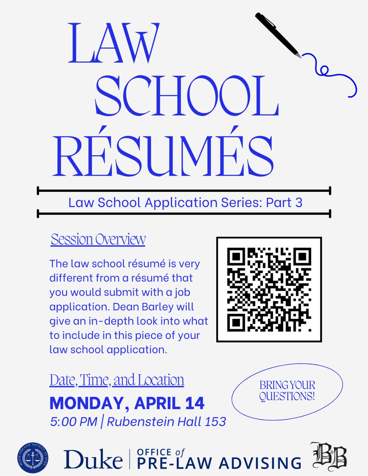 flyer for pre-law advising event