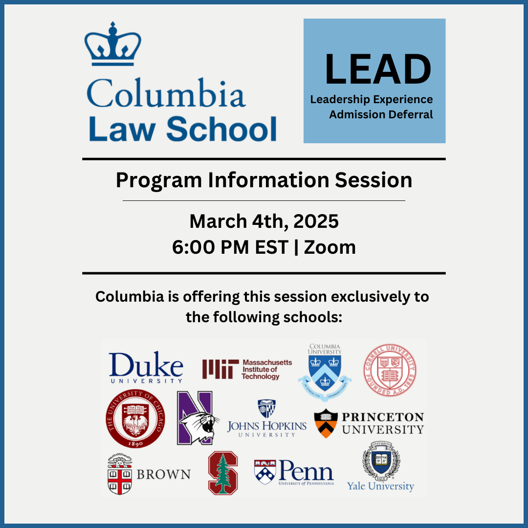 Flyer for Columbia LEAD Event